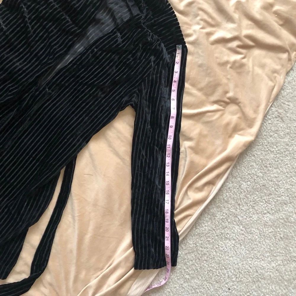 Knot Sisters EUC Velvet & Sheer Striped Black Cardigan Medium - Picture 13 of 14